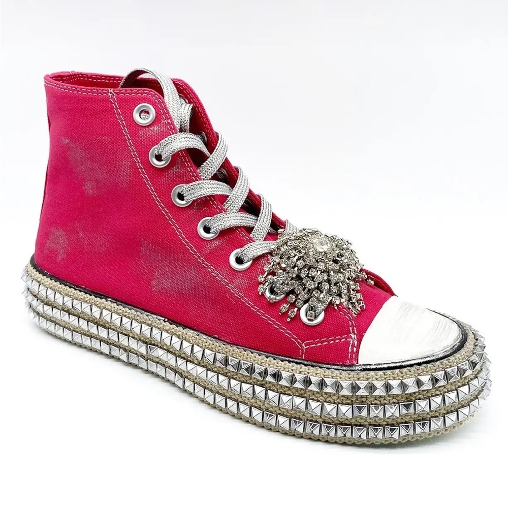FUCHSIA Women’s Vintage Boho Studded Hi Top Sneakers